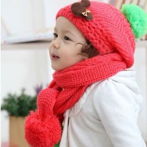 New Hat&Scarf Winter Warm Kids Beanie Toddler